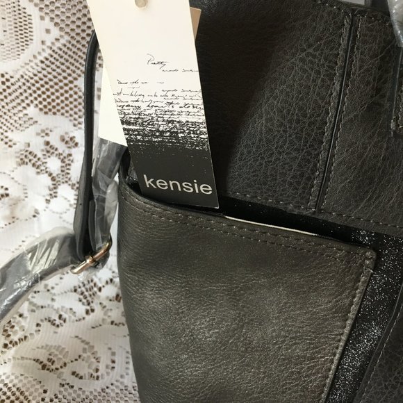 NWT KENSIE PEWTER MULTI POCKET SATCHEL - Picture 4 of 9